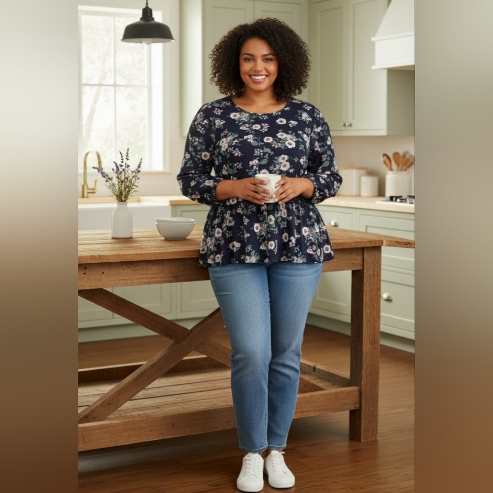 Floral Navy Women's Top